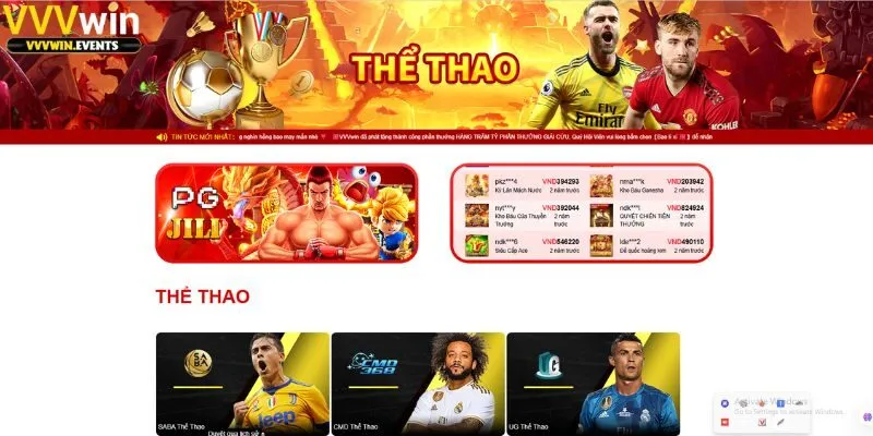 Cá cược thể thao VVVWin kèo đa dạng