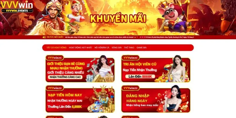 Khuyến mãi VVVVWin cập nhật thường xuyên, cực sốc